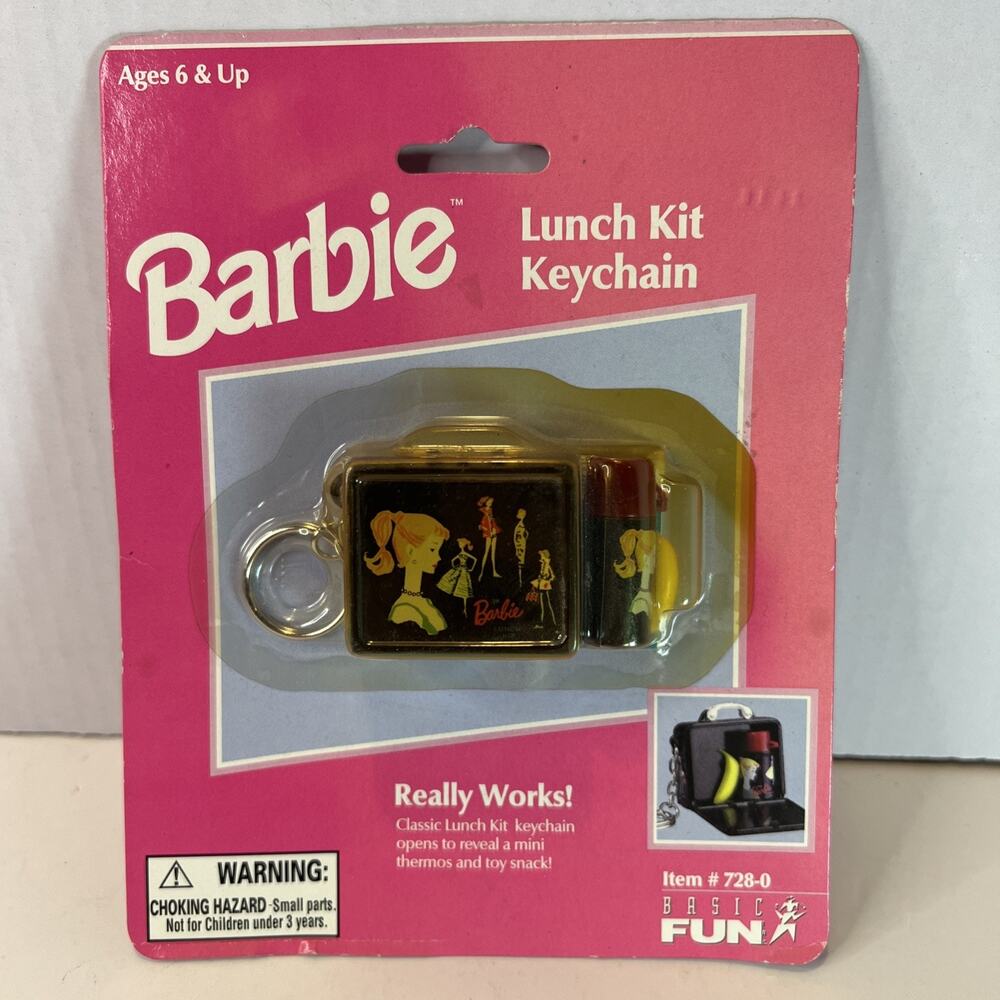 1999 Barbie Lunch Kit Keychain #728-0 Brand New In Box. - Plastic Cover Yellowed